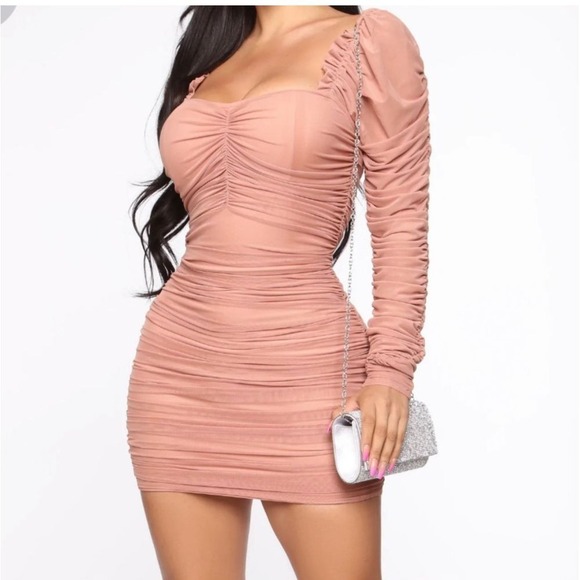 Fashion Nova Dresses & Skirts - Fashion Nova Ruched Pink Mini Dress